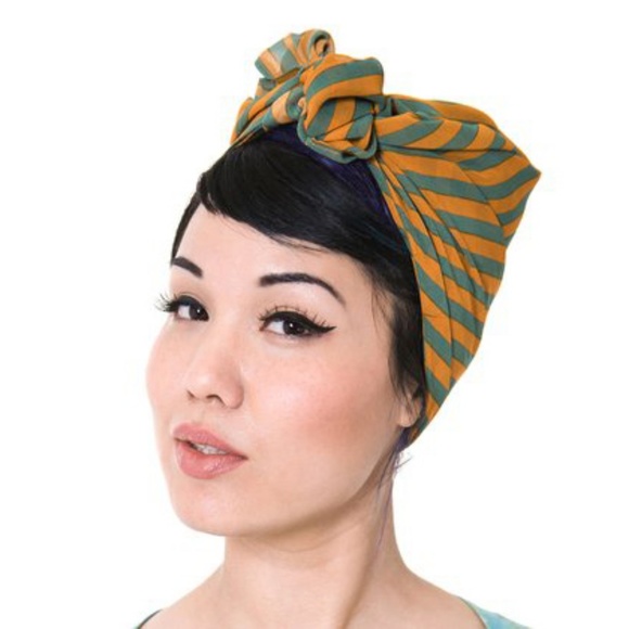 Tatyana Accessories - Green & Gold Stripe Scarf